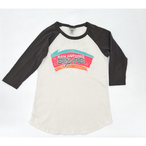 Vintage Junkfood San Antonio Spurs Shirt Womens Small White Basketball Raglan - Picture 2 of 9